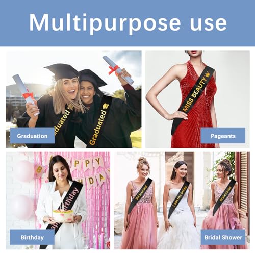 Black Sashes Blank Sashes for Pageants Plain Sashes for Beauty Pageants Satin Sash to Decorate (Black 15 PCS)