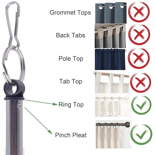 YYST 40-inch Adjustable Drapery Pull Curtain Wand w/Stainless Steel Hook (Black X 2)