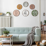 Barydat 6 Pieces Boho Plant Wall Art Decor Wooden Boho Farmhouse Rustic Bohemian Wall Hanging for Bedroom Living Room Office (Retro,8 Inch, 10 Inch)