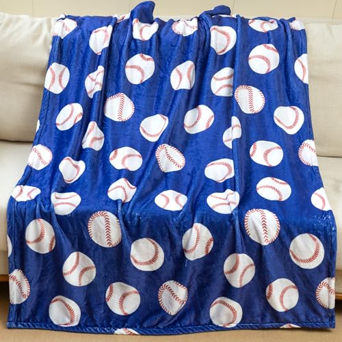Sviuse Baseball Blanket Blue Soft Blanket for Boys Teenagers Men Twin Size | Baseball Lover Gifts, Baseball Blanket for Adults Teens Kids, Sport Theme, All Season Use, Couch, Bed & Sofa, Home Decor
