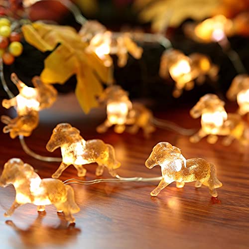Pony String Lights 20 LED 7FT Horse Fairy Lights Battery Operated with Remote, Cute 3D Pony Decor for Girls Bedroom, Nursery Night Light, Western Farm Gift Decoration