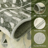 Wonnitar 2x6 Bathroom Rug Runner, Washable Leaf Runner Rugs for Hallway, Non-Slip Tropical Plant Long Carpet Monstera Low Pile Accent Mats for Bedside Kitchen Entrance Closet, Dark Jungle Green