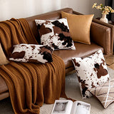 Pack of 2 Luxury Faux Fur Throw Pillow Covers Cowhide Decorative Soft Fluffy Plush Couch Throws Brindle Cushion Covers for Couch Living Room Sofa Bedroom 18x18 Inch
