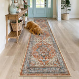 Runner Rug for Hallways Non Slip Washable Boho 2x8 Hallway Low Pile Throw Rugs Vintage Carpet Runners for Entry Way, Kitchen, Laundry Room, Bathroom
