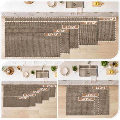 BEQHAUSE Kitchen Rugs 24"x36", Kitchen Mats for Floor Non-Slip, Taupe