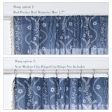 Schweek Blue Boho Curtains for Living Room, Western Rustic Floral Curtains 84 Inches Length, Semi Sheer Navy Blue Vintage Farmhouse Printed Patterned Curtain Drapes