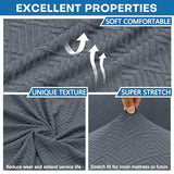 Stretch Fit Futon Cover (67"-82") Armless Futon Sofa Bed Slipcover with Elastic Band, Universal Foldable Sofa Mattress Protector Full Queen Size, Washable Comfort Jacquard (Dark Grey)
