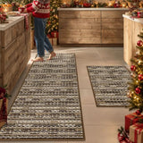 Kitchen Rugs Sets of 2, Non Slip Kitchen Mats for Floor, Brown