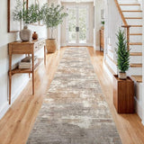 3x15 Runner Rug Washable Abstract: Non Slip Hallway Floor Mat Brown/Brick