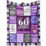 60th Birthday Gifts for Women, 60 Year Old Birthday Gifts for Women, Gifts for 60 Year Old Woman, Happy 60th Birthday Decorations,1966 Birthday Gift for Mom, Grandma - 60 Bday Blanket 60”x50”