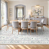 8x10 Area Rug for Living Room Low Pile Boho Machine Washable Floral Rugs for Dining Room, Bedroom, Nursery with Non-Slip Back(Purple Floral)
