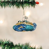 Old World Christmas Blue Crab Glass Blown Ornament for Christmas Tree, Handcrafted Holiday Decoration, Sea Collection