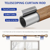 Wood Curtain Rods for Windows: 1 Inch Diameter Adjustable Drapery Rods 72" to 144", Heavy Duty Window Rod with Imitation Wood Grain Leaf Pattern Finials