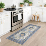 Vintage Washable Runner Rug, 2x5 Runners Blue Brown 5ft Kitchen Rugs