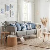 Set of 4 Blue and Grey Abstract Art Artwork Pillow Cover 18 x 18 Inch, Gallery Modern Decorative Throw Pillows Cushion Cover for Bedroom Sofa Living Room