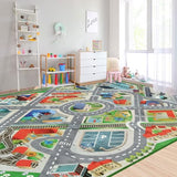 Large Kids Carpet Play Mat Rug for Playroom, 60'' x 84'’ Car Rugs Mat for Kids Toy Cars, City Life with Road Traffic Playmat Rugs Great for Kids Bedroom Play Room Boy Room Decor, Grey