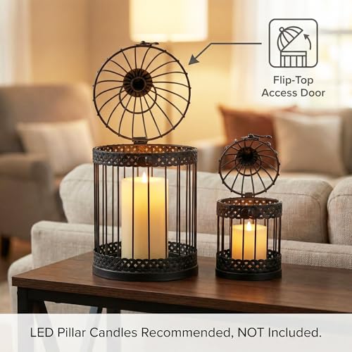 Vela Lanterns Decorative Bird Cage Candle Holders, Medium & Mini, Black