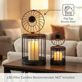 Vela Lanterns Decorative Bird Cage Candle Holders, Medium & Mini, Black