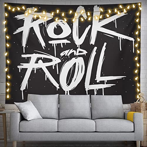 feelacle Rock And Roll Tapestry 60" X 40" Rock`N`Roll Wall Hanging Party Decorations Home Decor For Bedroom Living Room Dorm (150 X 100cm)