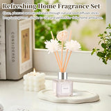 Reed Diffuser Set of 2, Freesia Scent Oil Diffuser with Sticks for Home Fragrance, Office Living Bedroom Decoration, Bathroom Decor and Accessories, Air Fresheners Gift Set, 1.7 fl oz/50ml x 2