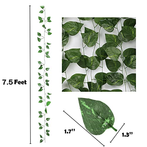 360 Feet 48 Pack Fake Greenery Hanging Garland, Ivy Leaf Plants, Vine Leaves, Fake Flowers Foliage for Bedroom Garden Wall Decor