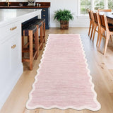 GarveeHome Scalloped Washable Runner Rug 2x6 Non Slip Kitchen Rug, Pink
