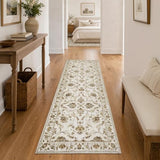 jinchan 2x6 Traditional Floral Runner Rug, Washable Rug, Oatmeal Rust