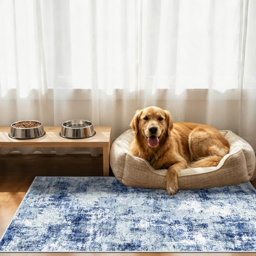 2x4 Washable Rug Non Slip Small Runner Rugs Blue