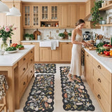 Scalloped Kitchen Rug Set of 3: Washable Floral Soft Boho Kitchen Runenr