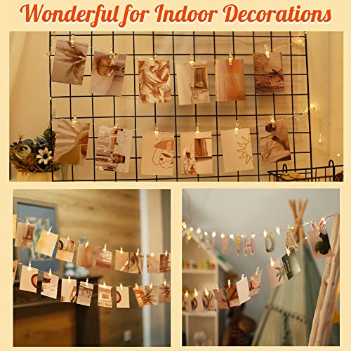 LUSHARBOR Photo Clips String Light, Fairy Lights with 51 Clear Clips, Battery Operated String Lights with Clips for Pictures, Room Decorations for Dorm Wall Bedroom