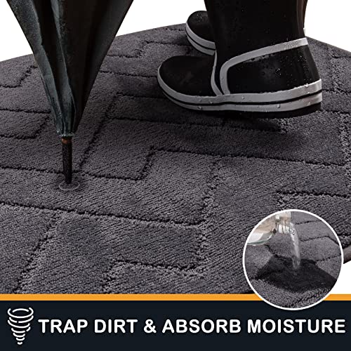 PURRUGS Dirt Trapping Door Mat 20" x 31.5", Non-Slip Machine Washable Entry Rug, Dog Doormat, Indoor Front Door Mat, Super Absorbent Entryway Rug for Muddy Shoes & Paws, Grey