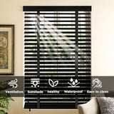 2" Slats Wood Blinds for Indoor Windows: Solid Wooden Blackout Blinds & Shades,Black Out Privacy Horizontal Blinds for Home Bedroom Bathroom Living Room Windows 22.5" WX48 H Black