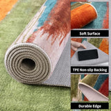 9x12 Area Rug Living Room Rug, Modern Abstract Washable Rug Orange