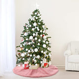 Pink Plush Christmas Tree Skirt 30 Inches Faux Fur Xmas Tree Skirt Base Cover Mat with Shiny Streamers for Christmas Tree Holiday Home Party Decorations - 78cm