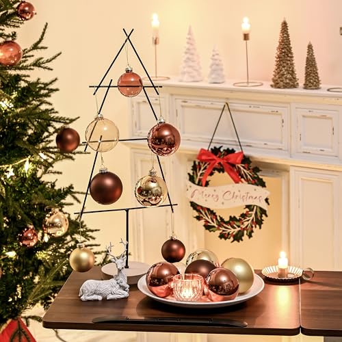 AOMOONOA Brown Glass Christmas Ball Ornaments for Tree, 2.36” Christmas Hanging Ornaments Set of 12 Xmas Baubles for Holiday Party Xmas Tree Decorations Gifts