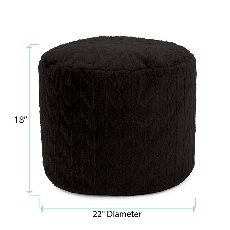 Howard Elliott Collection Tall Pouf Angora Ebony