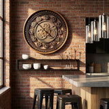 24 Inch Wall Clock with Moving Gears Large Industrial Steampunk Metal Clock Antique Gold Oversized Farmhouse Decor Wall Clock for Living Room Home Office(Bronze Brown-Arabic Numerals)