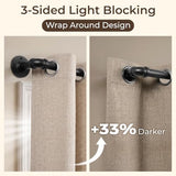 Blackout Industrial Curtain Rods for Windows, 1 Inch Pipe Wrap Around Indoor/Outdoor Room Divider Curtain Rods, 72-144 Inch, Black