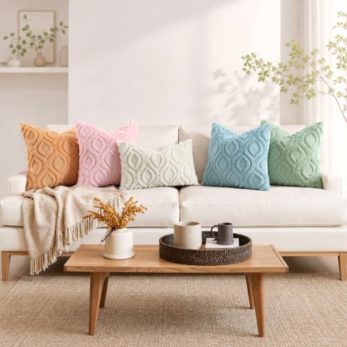 decorUhome Faux Fur Plush Soft Aqua Throw Pillow Covers 26x26 Set of 2
