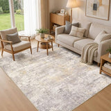 5x7 Area Rugs Living Room: Washable Abstract Rug Gold Grey Brown