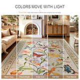 2x6 Kitchen Runner Rugs Non Slip Washable, Beige Floral Runner Rug for Hallway Bedroom Bathroom, Pet & Kids Friendly, Soft Low Pile Stain Resistant Foldable Floor Carpet
