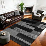 4x6 Washable Area Rugs for Living Room and Bedroom(4x6,Black&Gray)