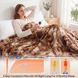 Electric Heated Blanket Throw Size 50"x60", Soft Sherpa Faux Fur Heating Blanket with 10 Adjustable Heat Settings, Fast Heating, 1-8 Hour Timer Auto Shut Off & Overheat Protection & Machine Washable