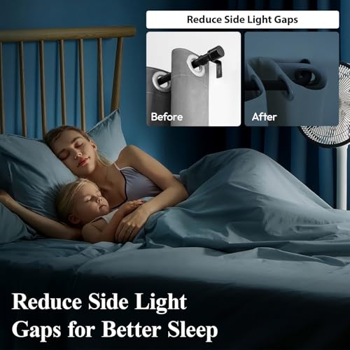 Wrap Around Black Curtain Rod for Windows 48-84 Inch, 1 Inch Heavy Duty Blackout Curtain Rod 34-95 Inches, Adjustable Curved Metal Drapery Rod, Matte Black