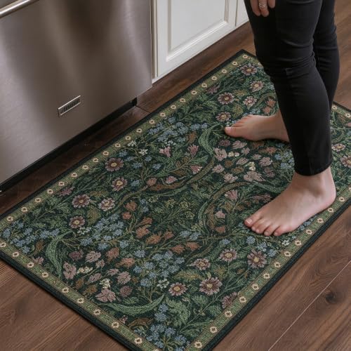 Washable Non-Slip Small Area Rug 16x24, Also a Pet Feeding Mat or Door Mat
