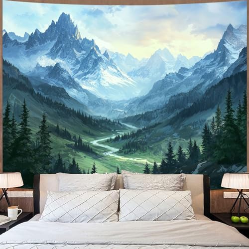 kampdream Landscape Tapestry, Scenery Art Wall Tapestries, Nature Wall Decor for Bedroom Living Room Backdrop Fantasy Mountain 36×48 inches