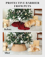 Rustic Farmhouse Christmas Tree Collar - Holiday Decorations - Natural Woven Wicker Tree Base Cover, Basket Ring for Artificial Trees, Stable & Odorless