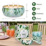 Citronella Candles Outdoor, 3-Wick Large Citronella Candles for Patio, 3 Packs Natural Soy Wax Summer Candle Set, 200 Hours Long Lasting Burning Lemongrass Scented Candle for Garden Balcony Camping