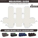 TAOCOCO 100% Waterproof Recliner Sofa Cover Non Slip Couch Cover for 3 Seat Reclining Sofa, Split Reclining Couch Covers 3-Piece with Straps, Washable Sofa Slipcover for Kids Pets(3 Seater, Chocolate)