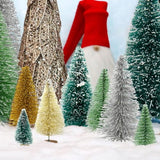 30PCS Bottle Brush Christmas Trees Mini Bottle Brush Trees with Wood Base Tabletop Small Christmas Village Tree, Xmas Holiday Decor